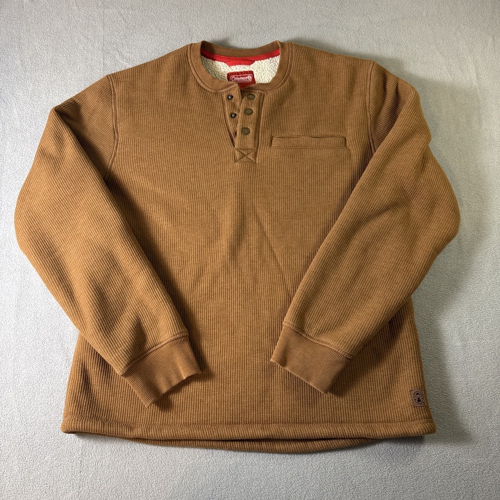 Coleman Men's M Thermal Lined Pullover Sweatshirt Tan